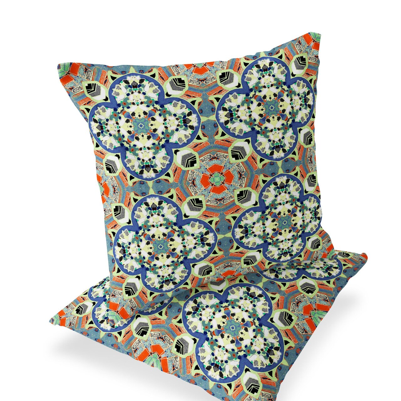 Edge Collections - 16-inch x 16-inch x 5-inch - Blue - Floral Decorative Throw Pillows for Indoor and Outdoor Use - 2 Pieces